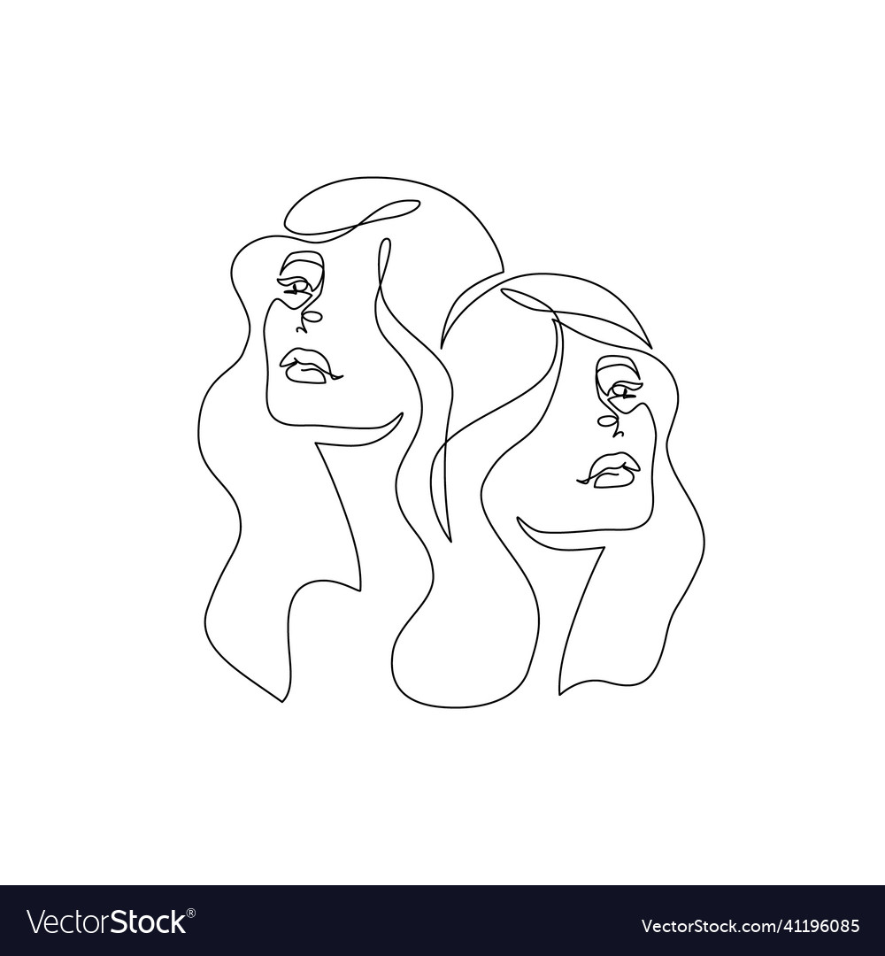 Astrological gemini zodiac sign one line drawing Vector Image