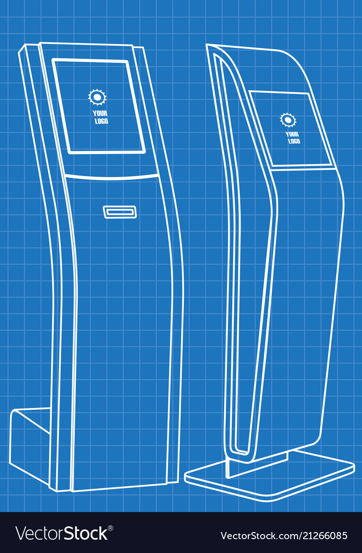 Blueprint of two interactive information kiosk vector image Blueprint of two interactive information kiosk