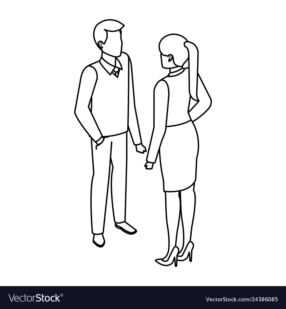 Business couple talking avatars characters Vector Image