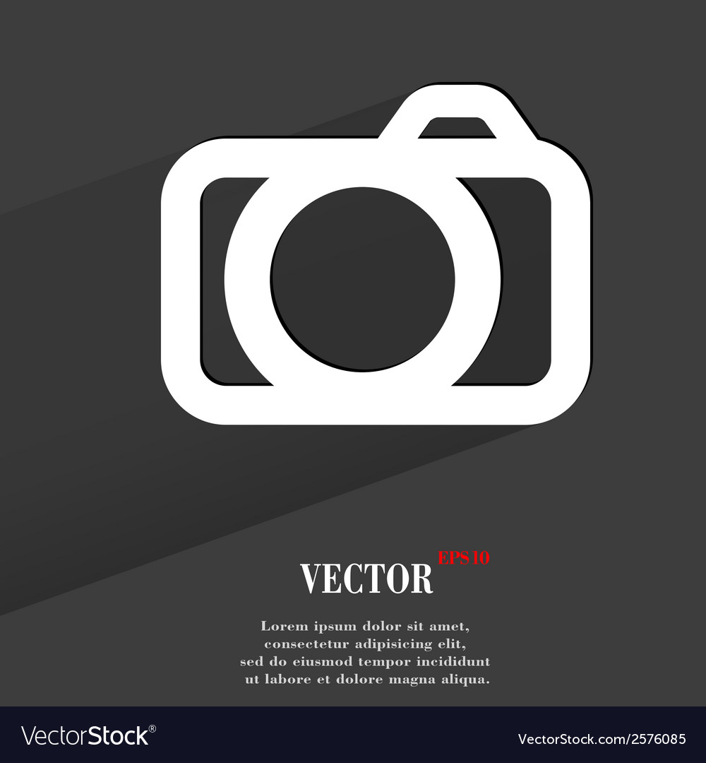 Camera flat modern web button with long shadow