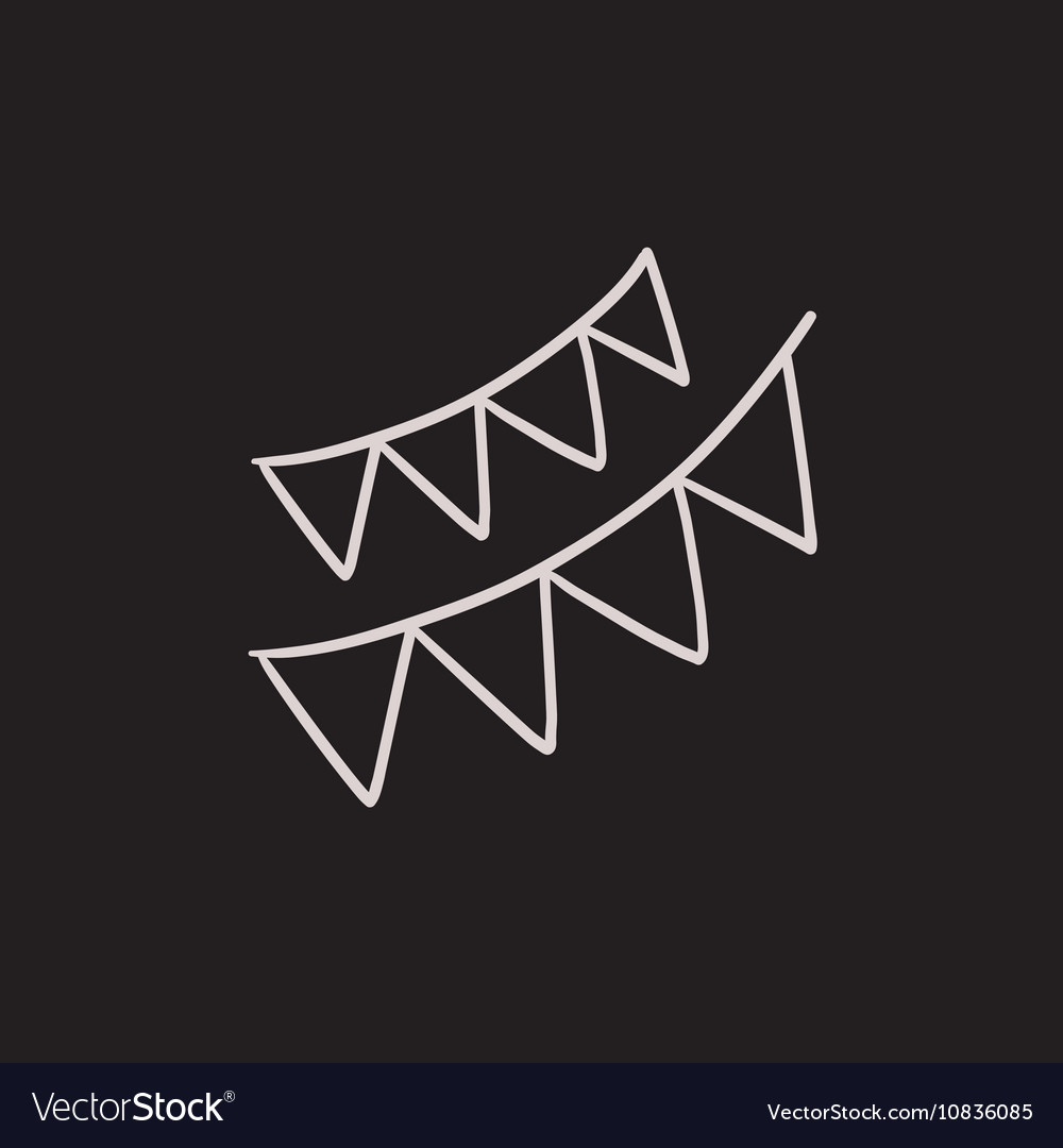 Christmas triangular flags sketch icon