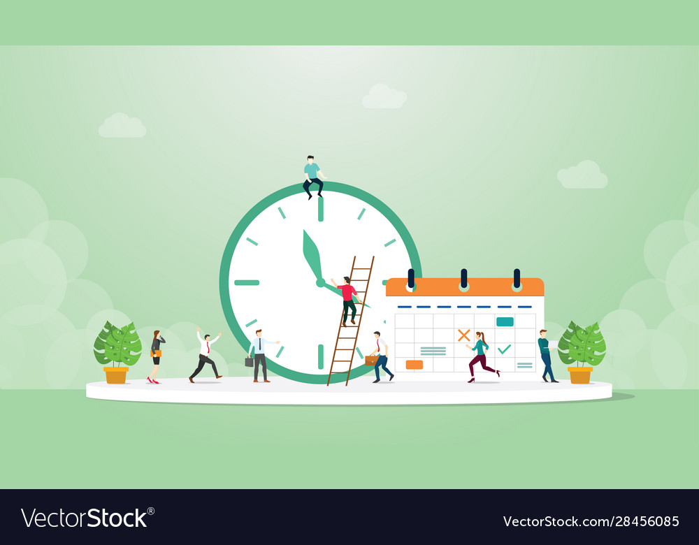 Deadline concept with clock and calendar Vector Image Deadline concept with clock and calendar