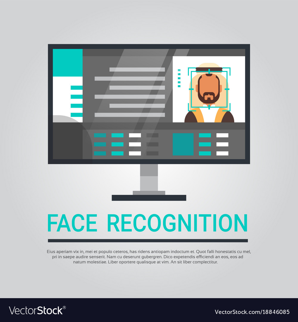 Face recognition technology computer scanning Vector Image