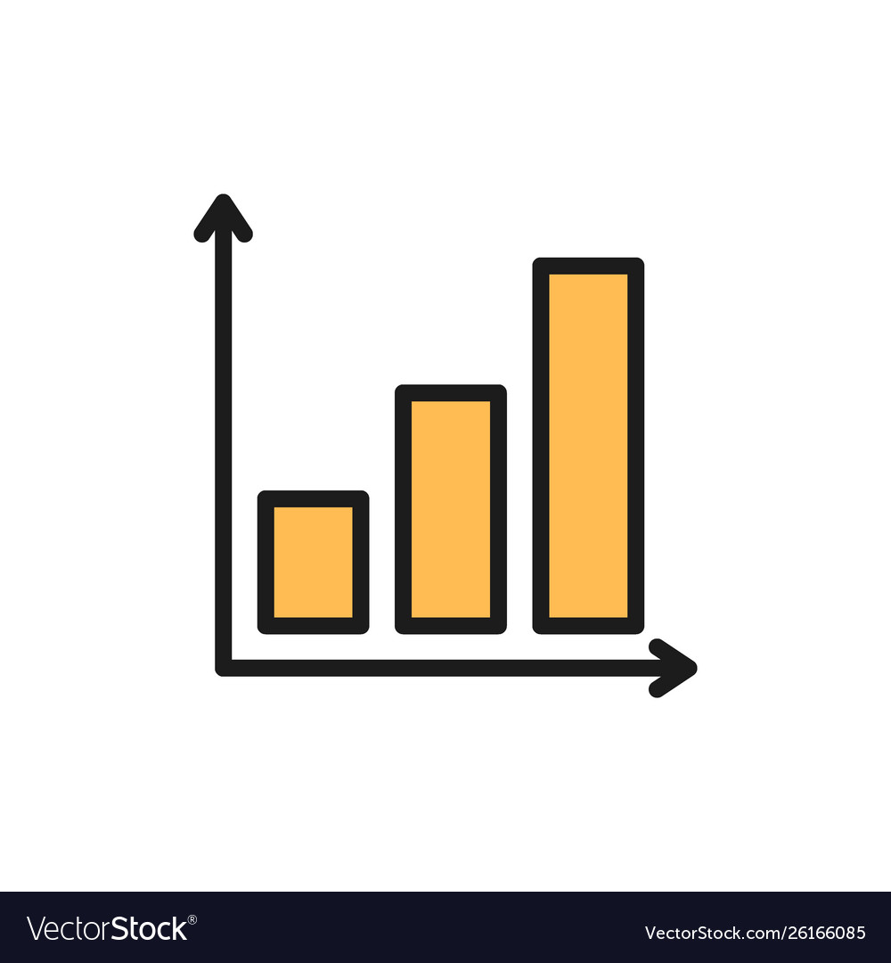 Graph with growing chart flat color icon