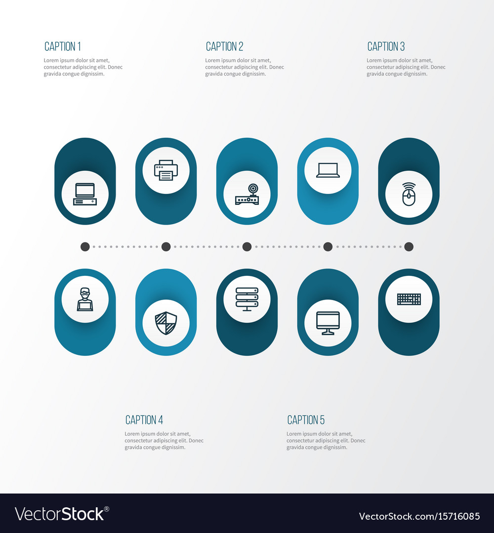 Hardware outline icons set collection