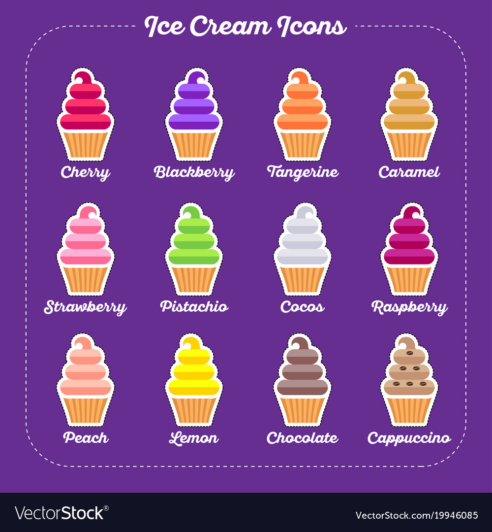 Ice cream icons flat set