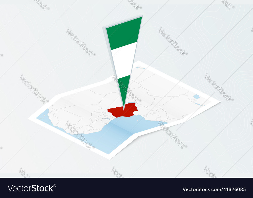 Isometric paper map of nigeria with triangular