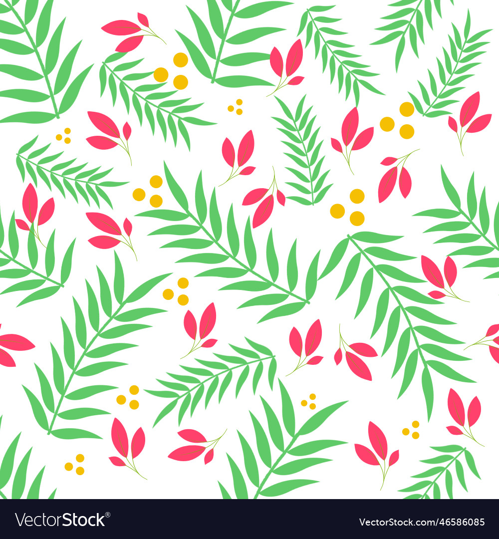 Leaf seamless pattern on white background vector image Leaf seamless pattern on white background