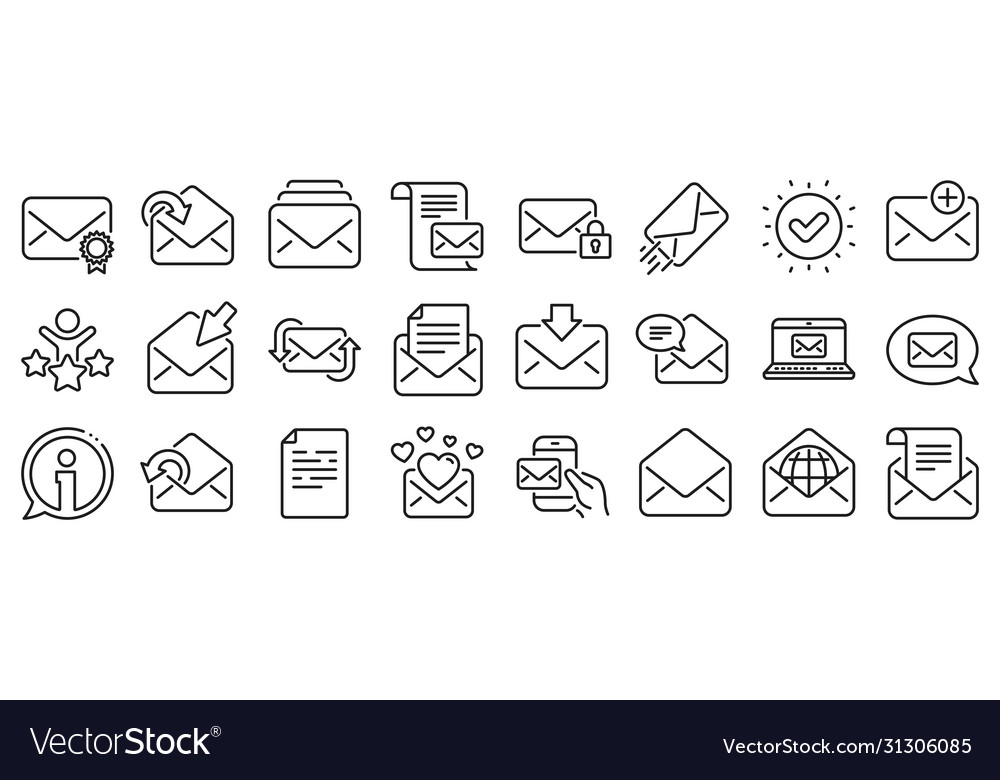 Mail message line icons set newsletter e-mail vector image Mail message line icons set newsletter e-mail