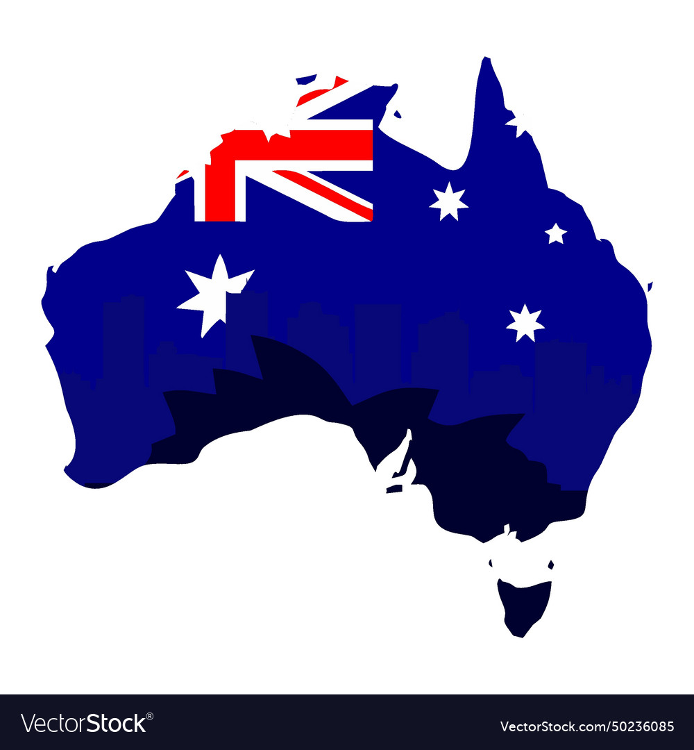 Map of australia in blue Royalty Free Vector Image