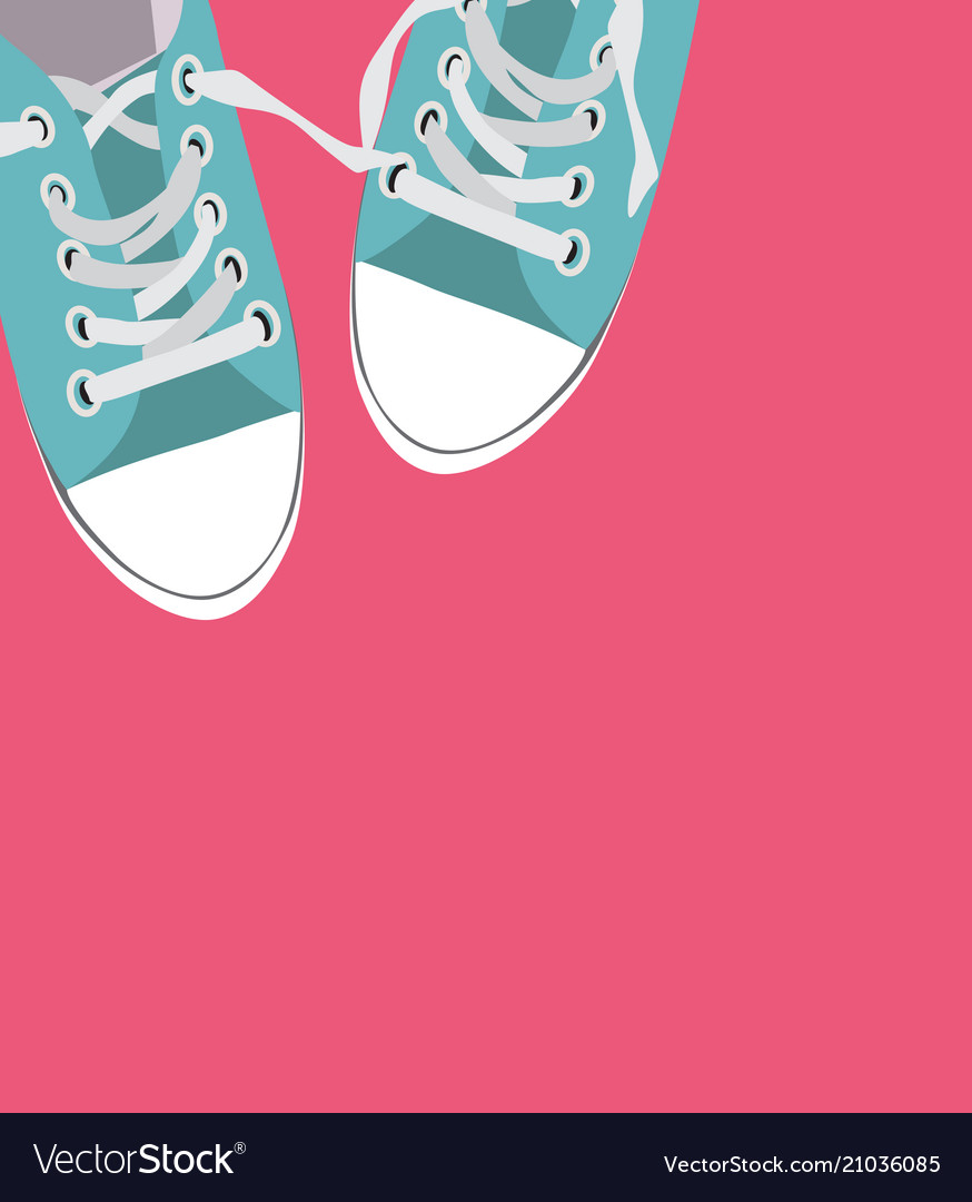 Pair of shoes on color background