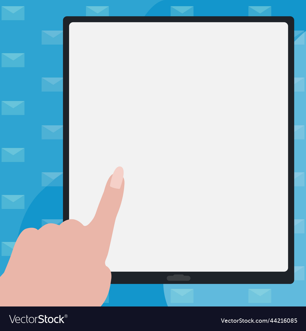 Pointing finger empty screen tablet representing Vector Image Pointing finger empty screen tablet representing