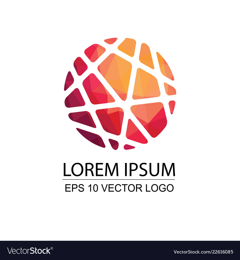 Round Modern Sphere Low Poly Business Logo Design Vector Image