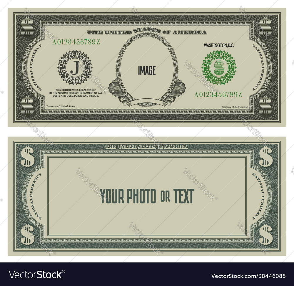 Sample Obverse And Reverse Fictional Paper Vector Image