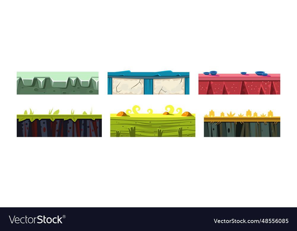 Seamless ground texture and game level platform vector image Seamless ground texture and game level platform