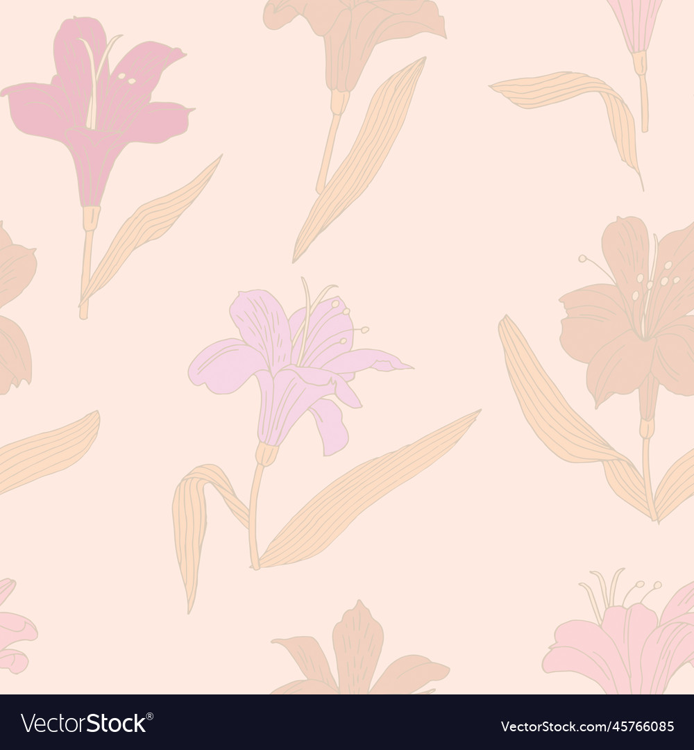 Seamless pattern with alstroemeria of different vector image Seamless pattern with alstroemeria of different