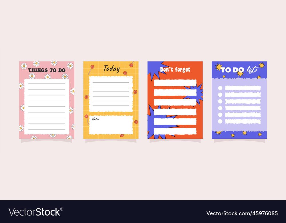 Set of to do lists and note papers