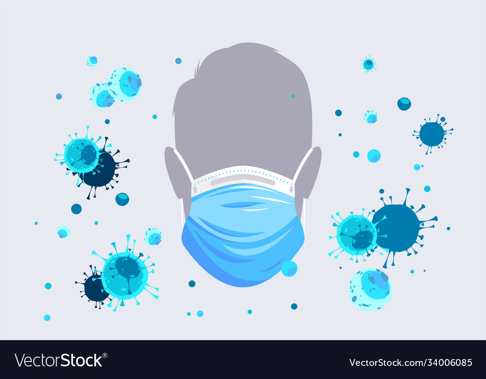 Silhouette a persons face in a medical mask Vector Image