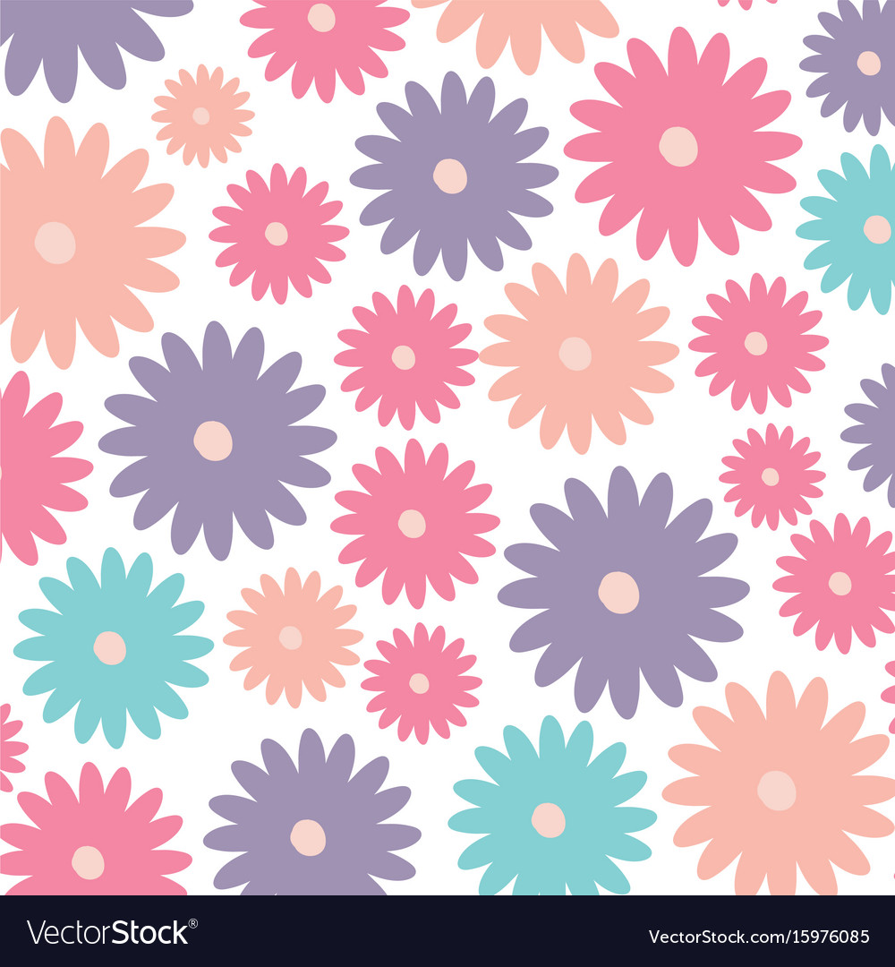 White background with colorful pattern of daisy