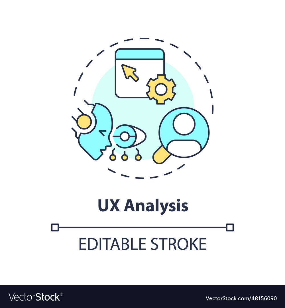 2d customizable ux analysis line icon concept vector image 2d customizable ux analysis line icon concept
