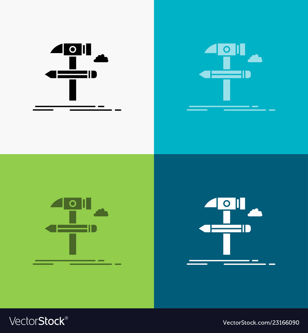 Build design develop tool tools icon over various