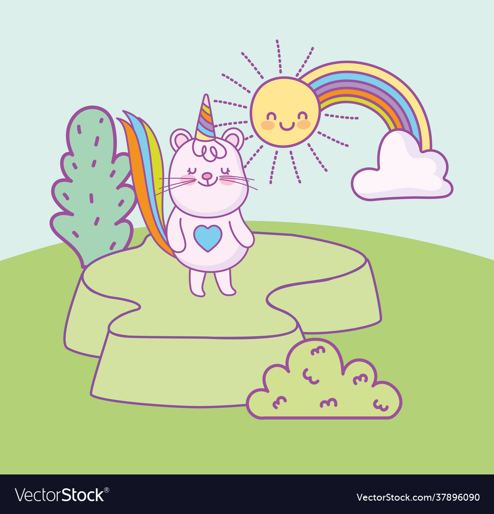 Cartoon cat rainbow tail Royalty Free Vector Image