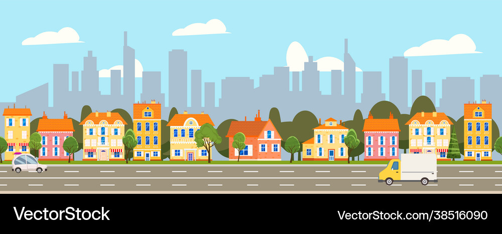 City landscape seamless horizontal Royalty Free Vector Image