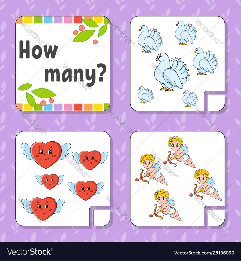Counting game for children happy characters vector image Counting game for children happy characters