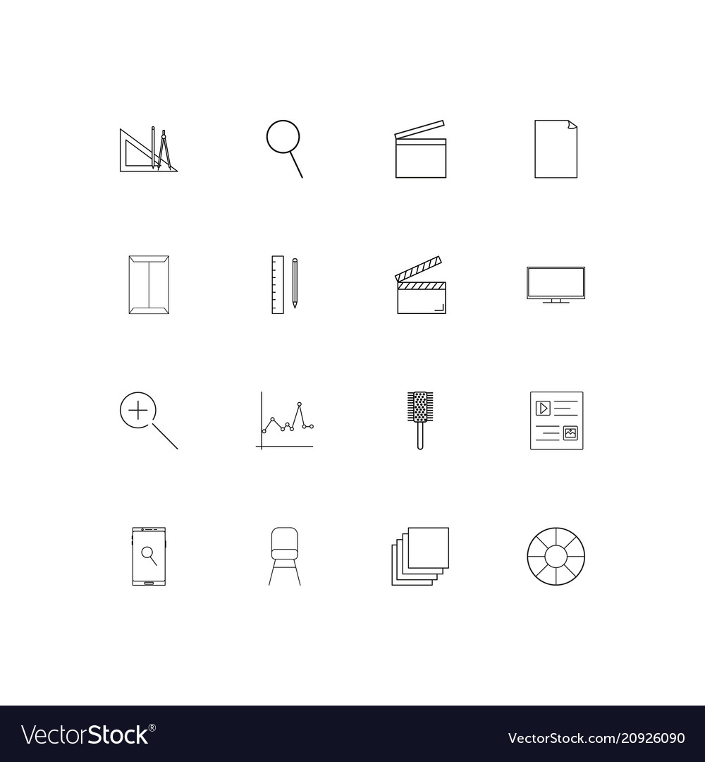 Creative process and design linear thin icons set
