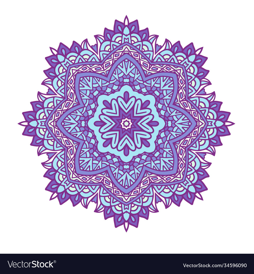 Geometric folk art mandala floral design colorful Vector Image