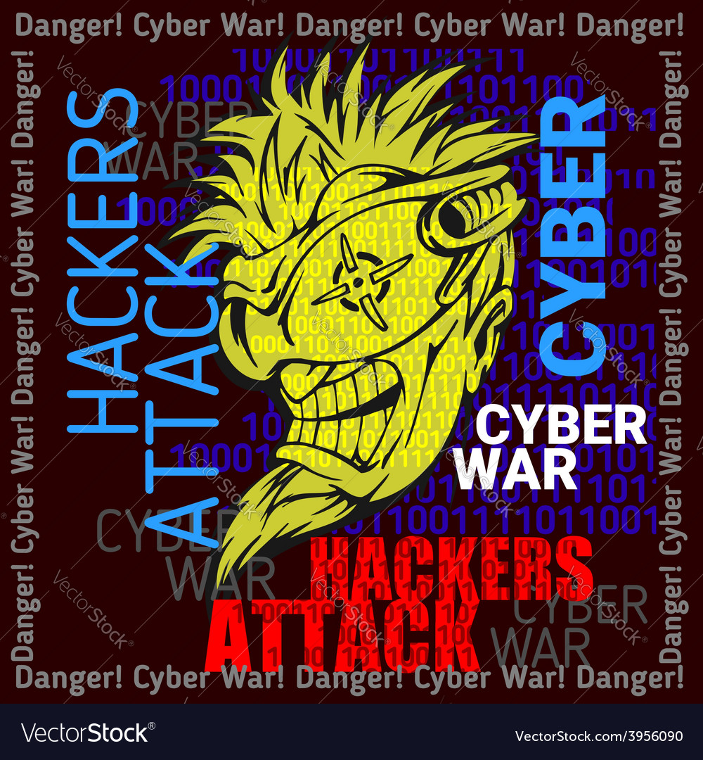 Hackers attack - cyber war sign on digital binary