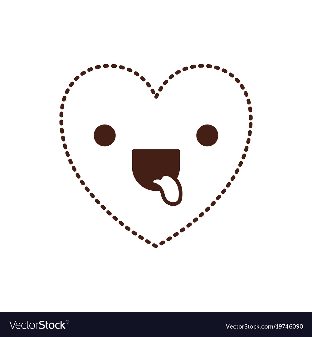 Heart kawaii in funny expression brown dotted