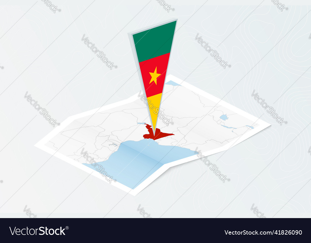 Isometric paper map of cameroon with triangular