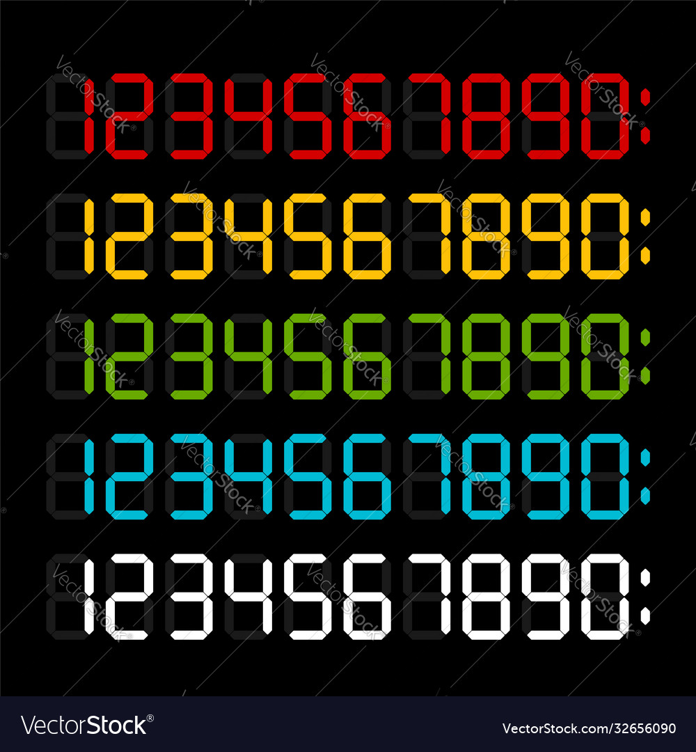 Lcd numbers for electronic device Vector Image Lcd numbers for electronic device