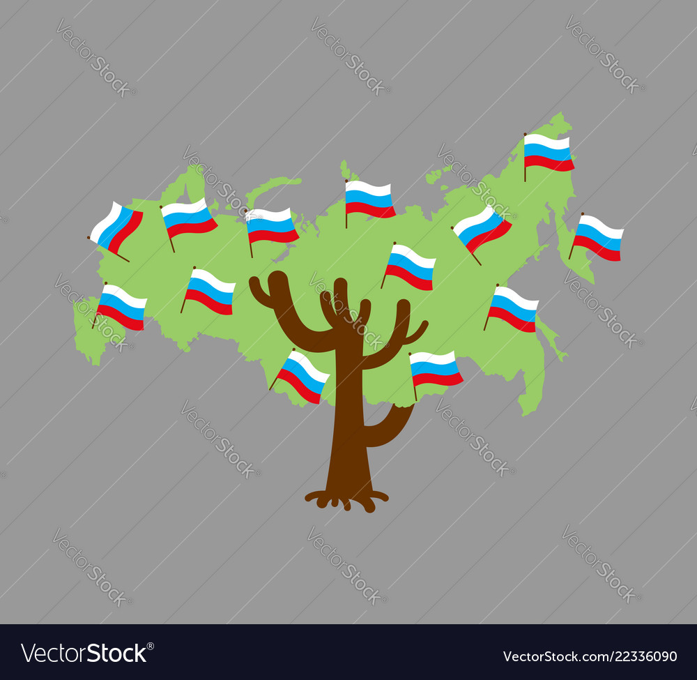 Patriotic tree russia map russian flag national