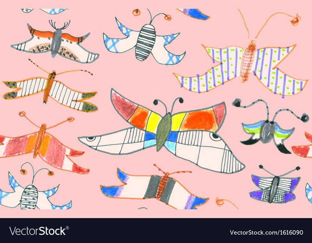 Seamless pattern of butterflies and moths