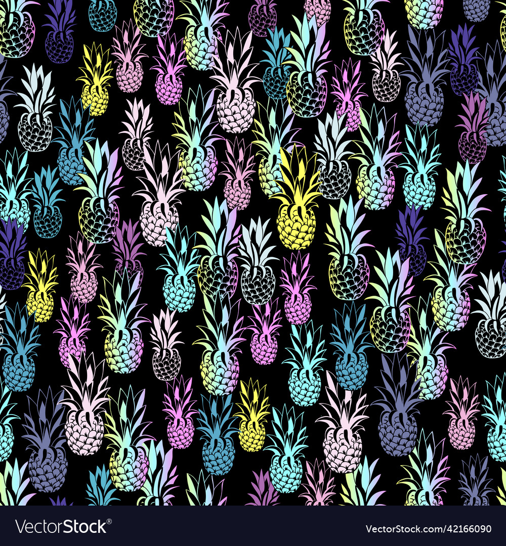 Seamless pattern with multicolored pineapple vector image Seamless pattern with multicolored pineapple