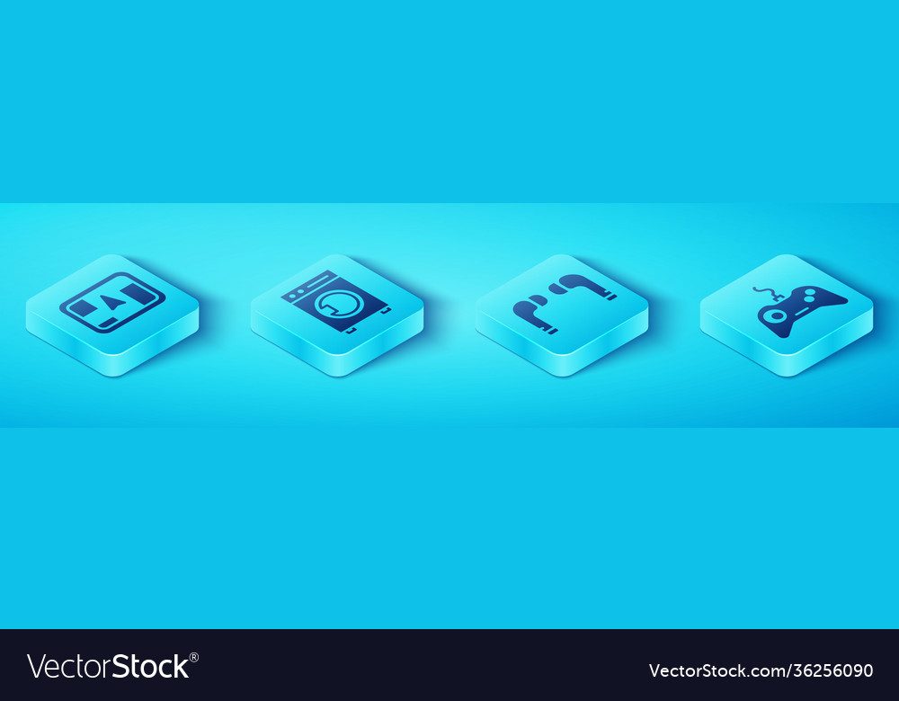 Set isometric gps device with map washer gamepad vector image Set isometric gps device with map washer gamepad