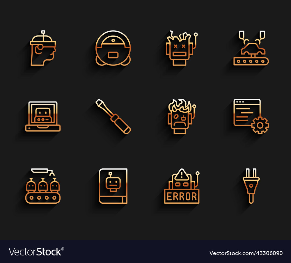 Set line industrial production of robots user vector image Set line industrial production of robots user