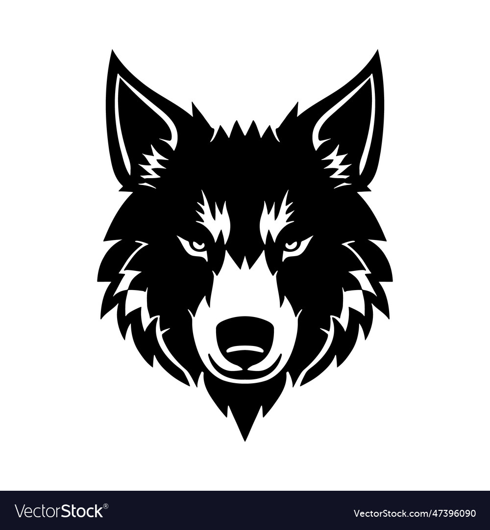 Wolf head black and white icon