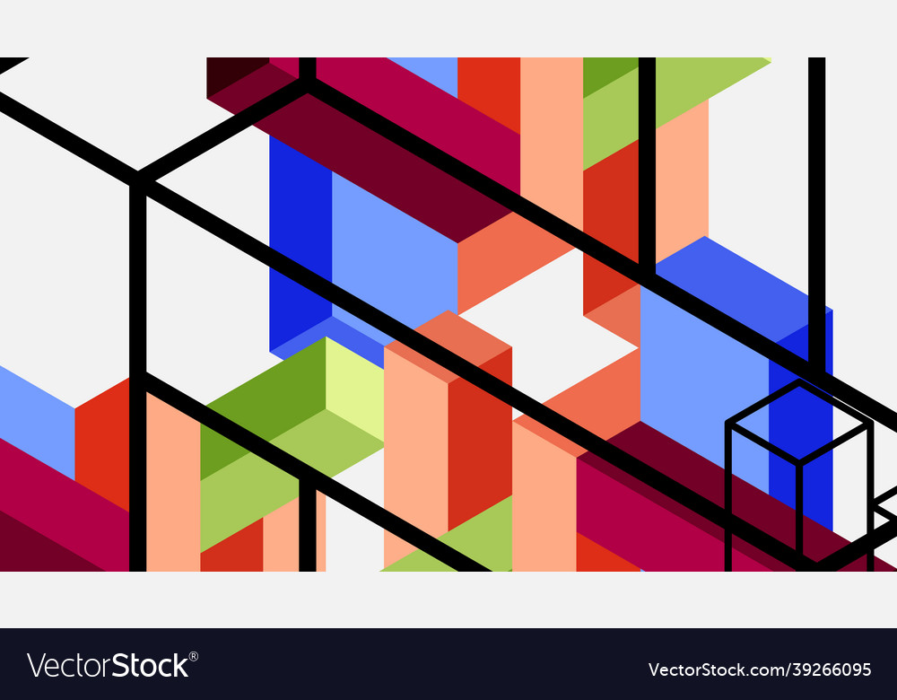Abstract background 3d cubes cubic elements vector image Abstract background 3d cubes cubic elements