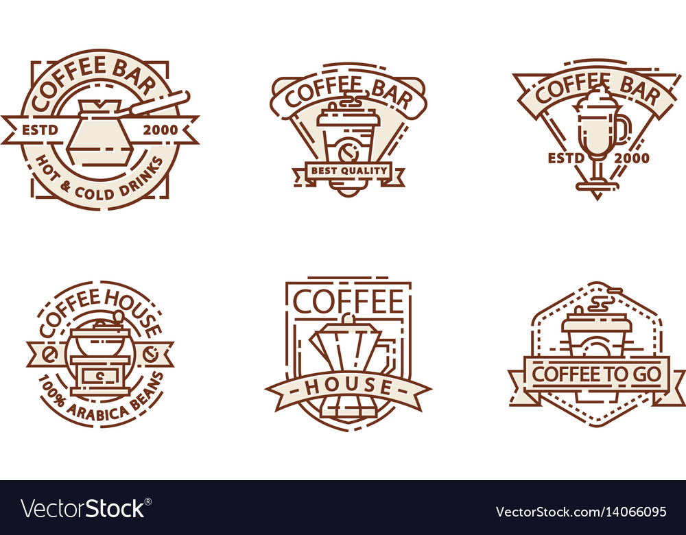 Coffee badge food thin line lettering