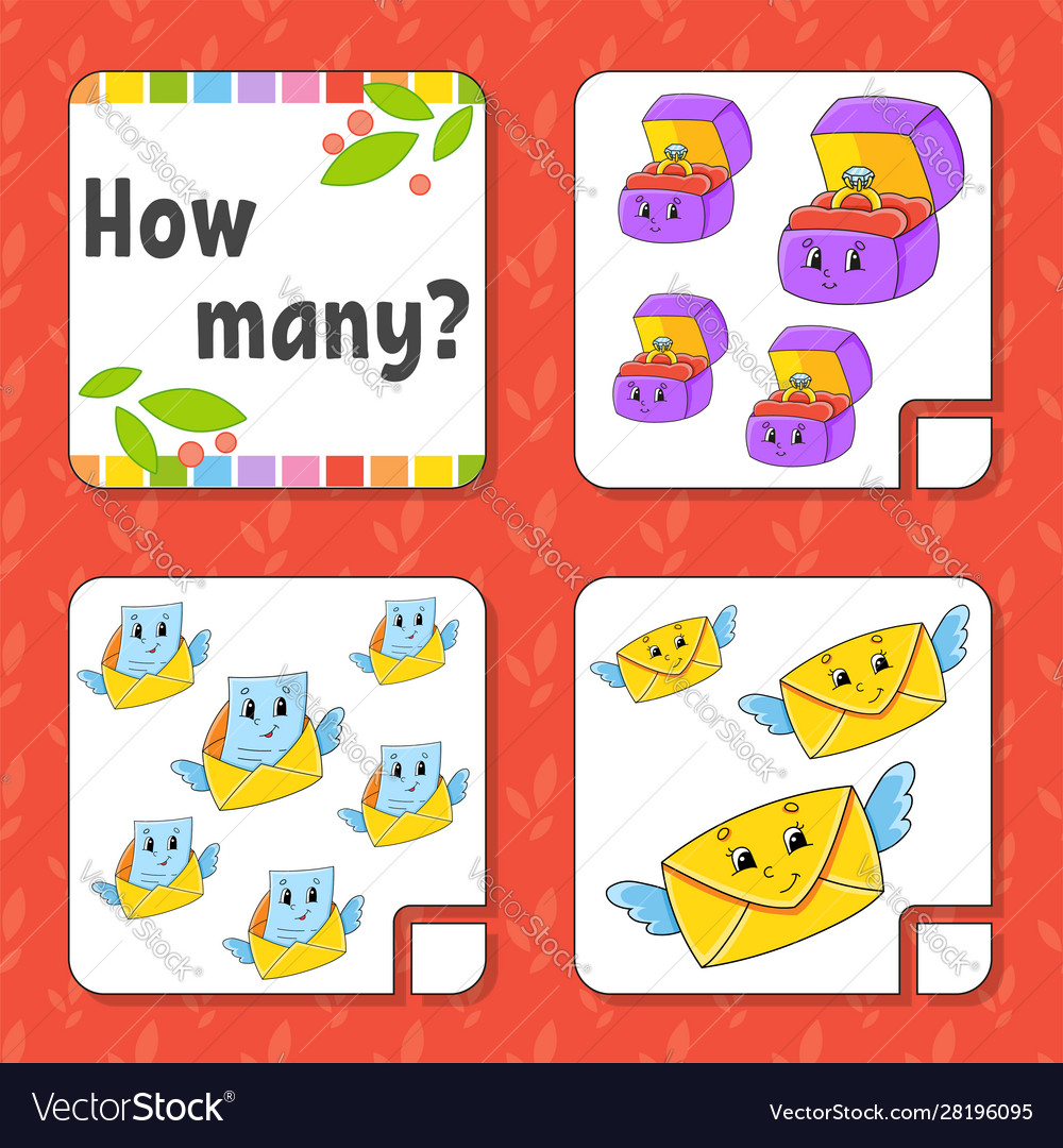 Counting game for children happy characters vector image Counting game for children happy characters
