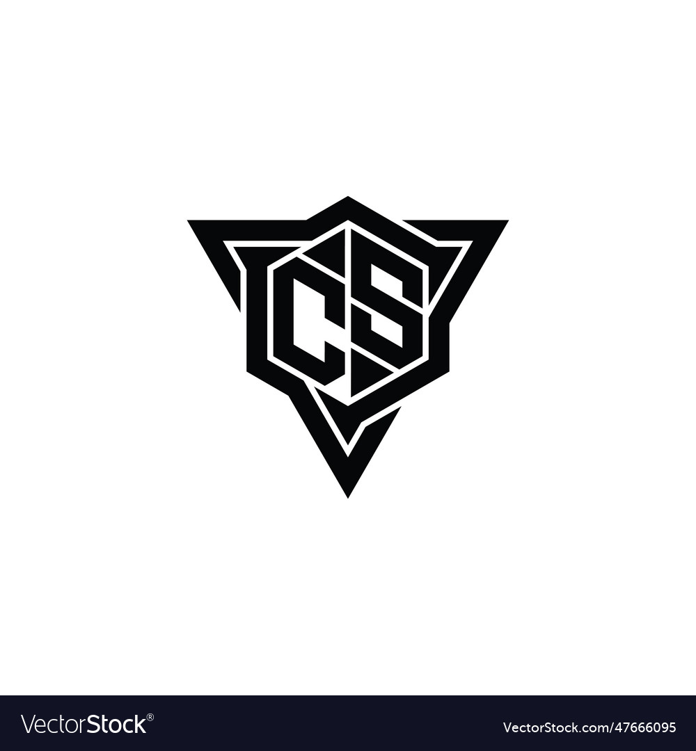Cs logo monogram hexagon shape with triangle Vector Image Cs logo monogram hexagon shape with triangle