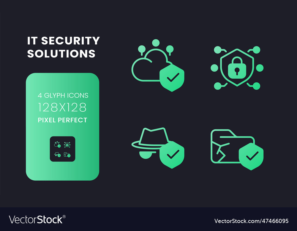 Data security solutions green solid gradient vector image Data security solutions green solid gradient