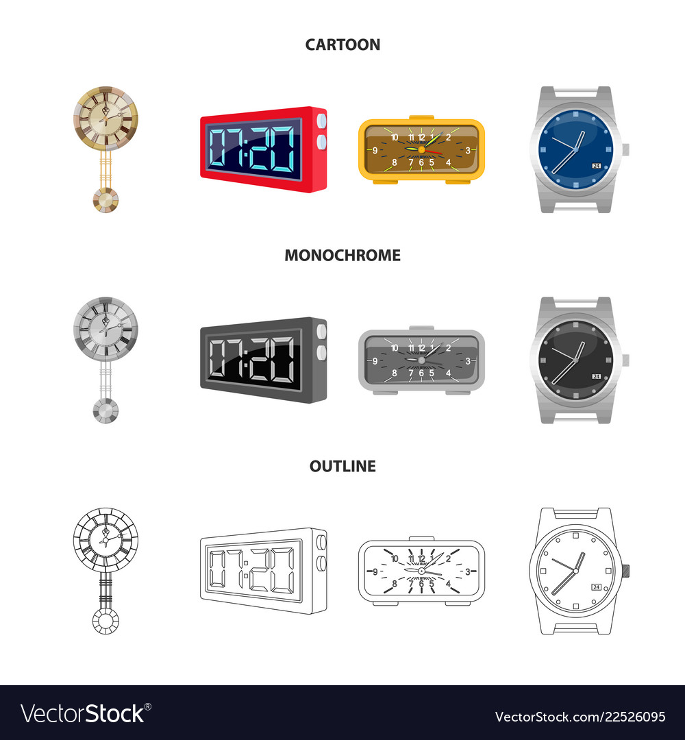 Design of clock and time icon collection Vector Image Design of clock and time icon collection