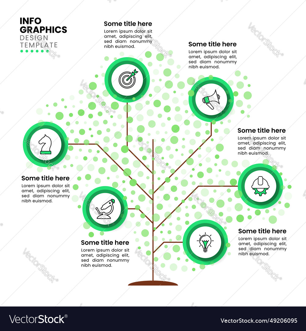 Infographic template abstract tree with 6 steps