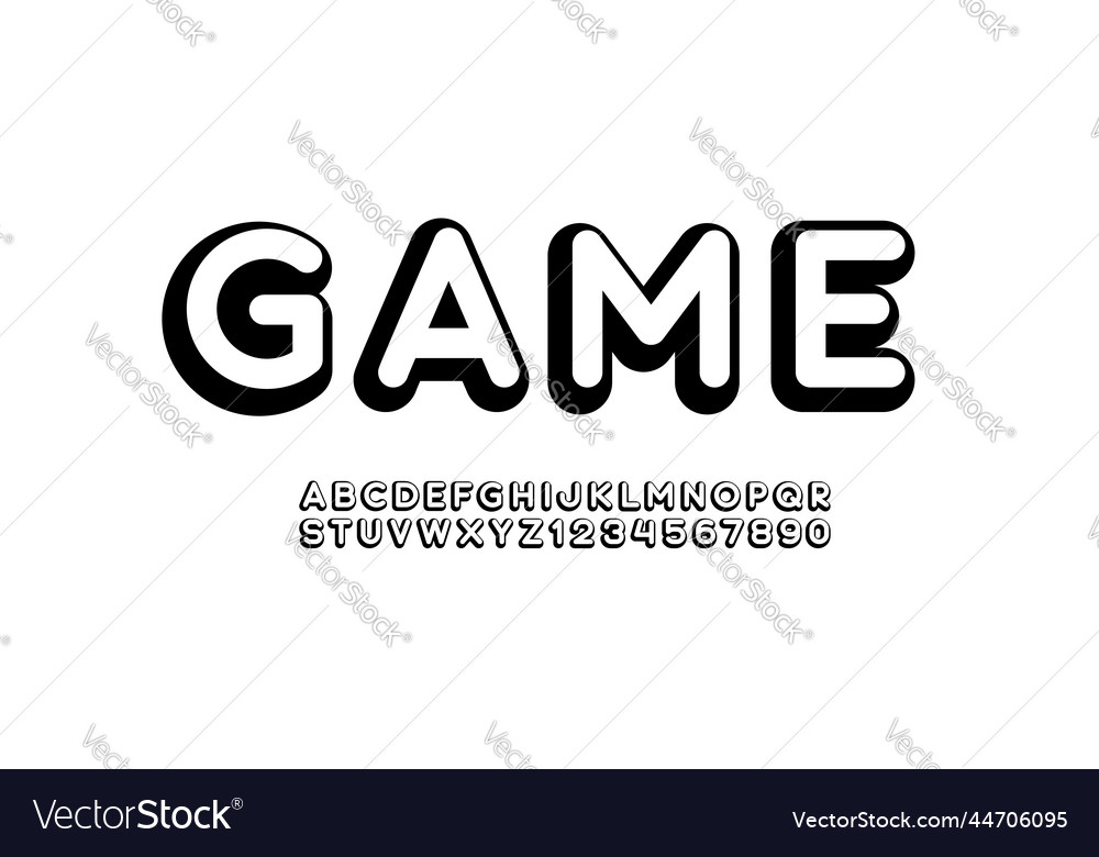 Large font bold rounded alphabet vector image Large font bold rounded alphabet