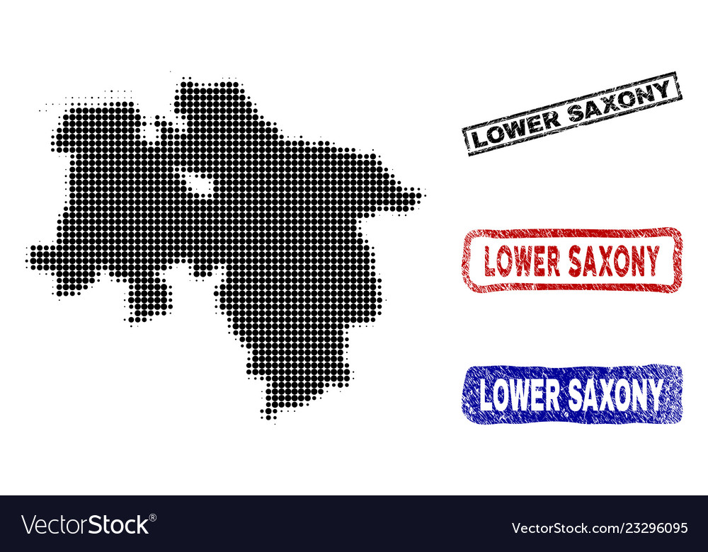 Lower saxony state map in halftone dot style