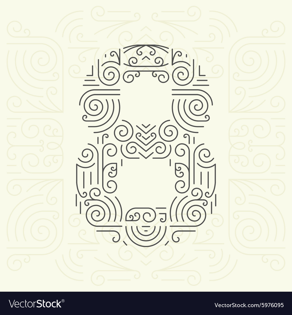 Mono line style geometric font for text